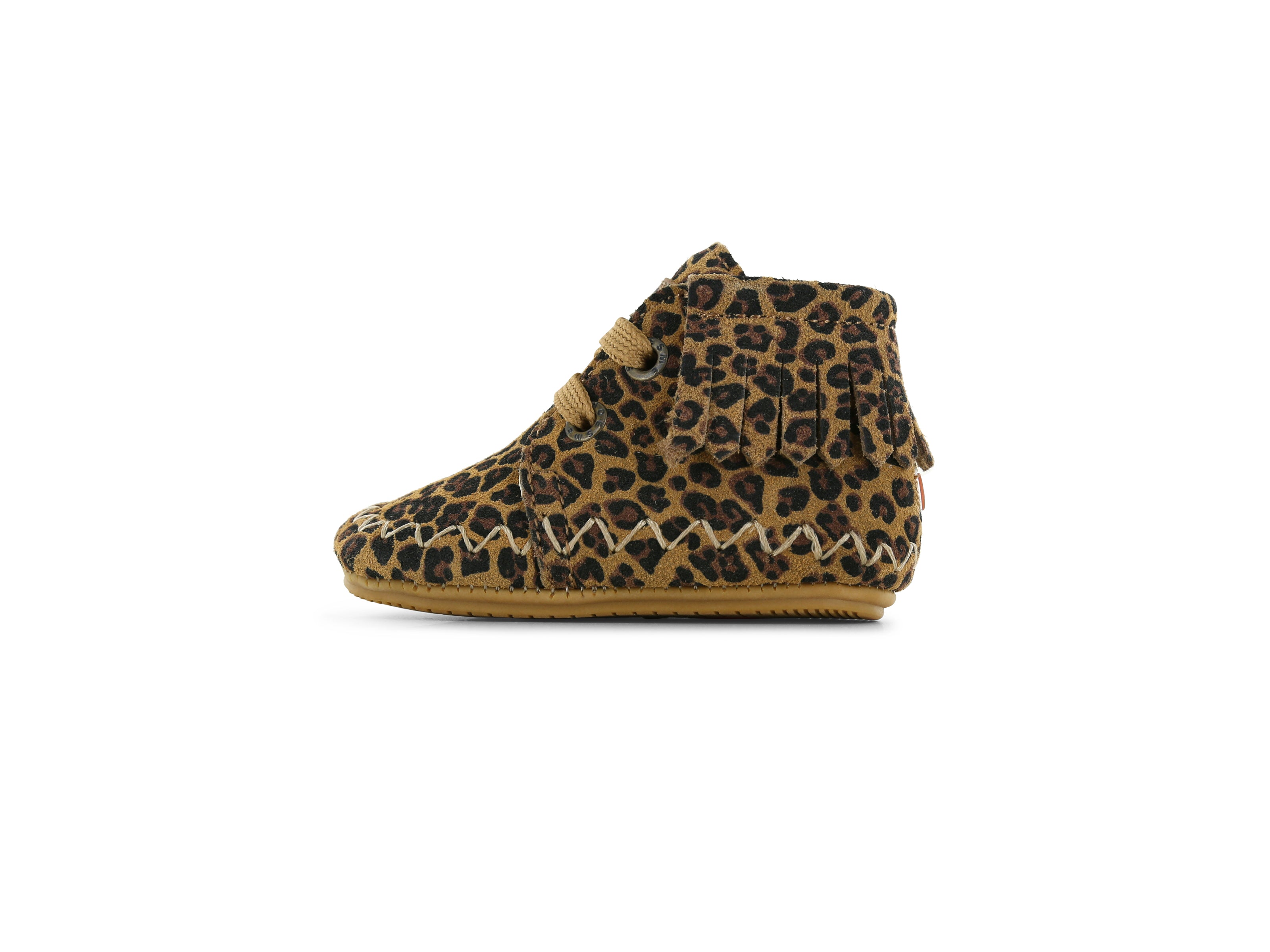Shoesme Panterprint BABY-PROOF® Schoentje Met Franjes zijkant links