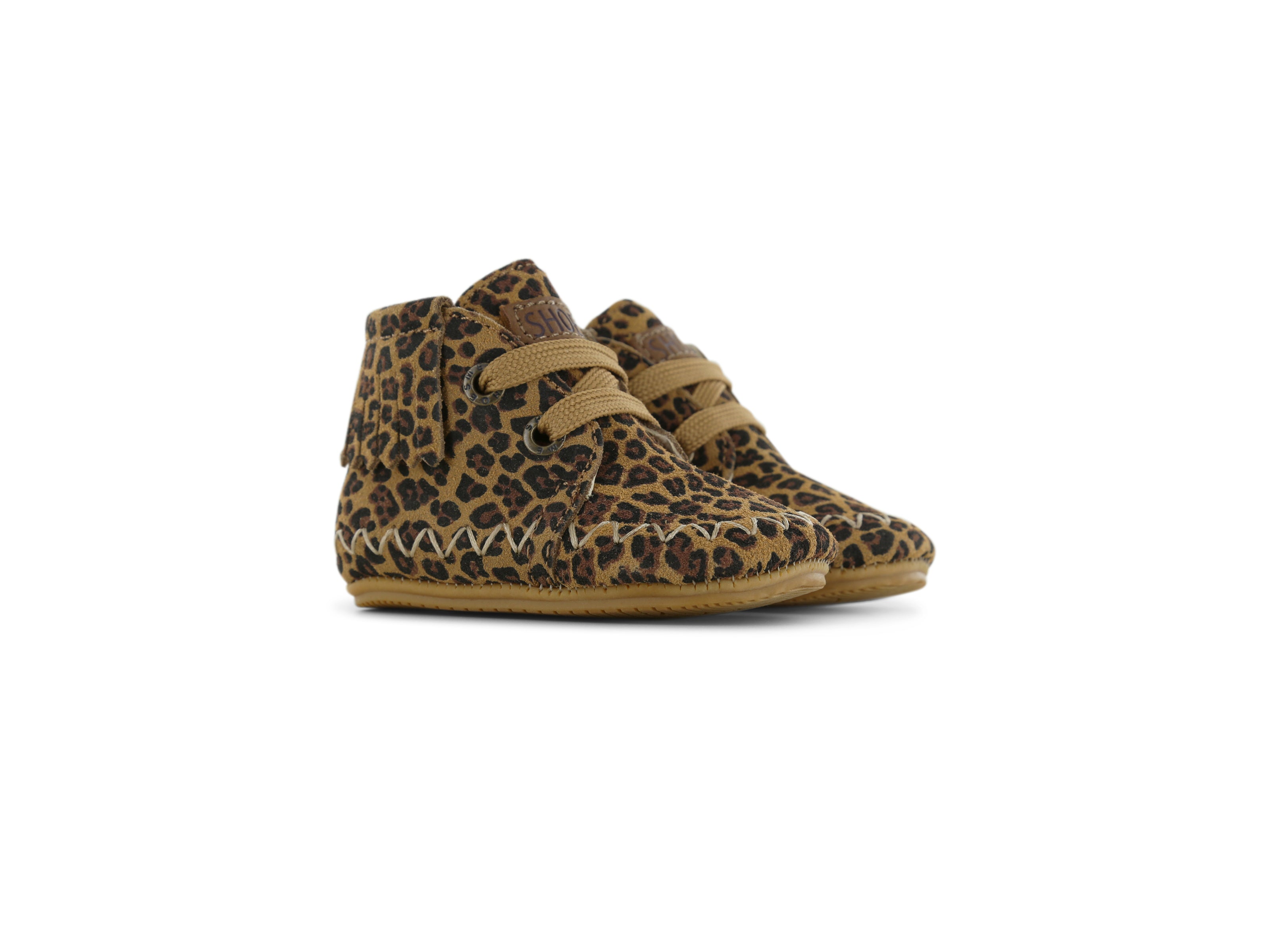 Shoesme Panterprint BABY-PROOF® Schoentje Met Franjes aanzicht paar