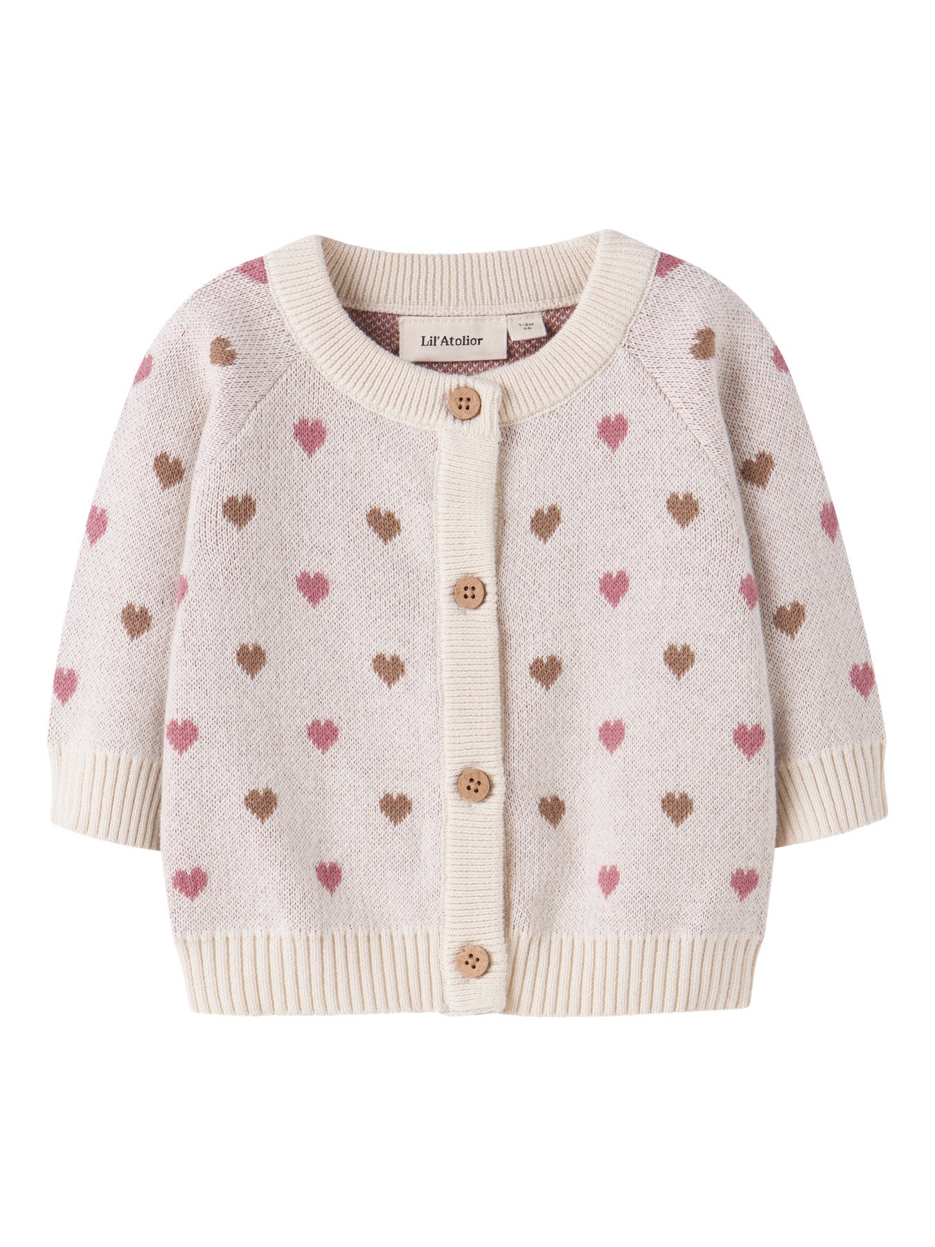 Lil' Atelier LS Knit Card Heart - Turtledove Sepia Tint voorzijde