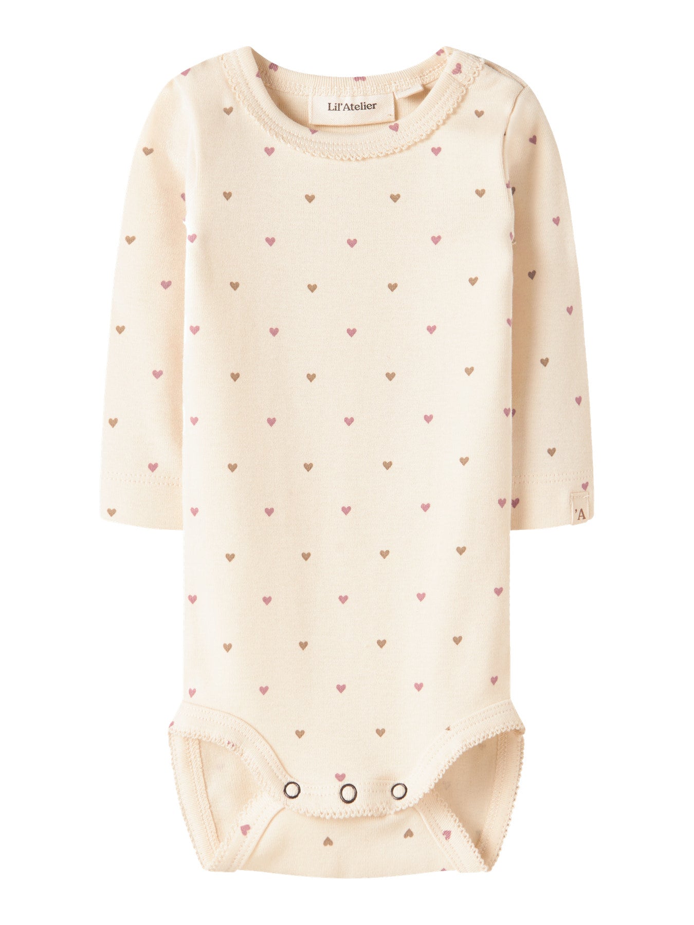 Lil' Atelier LS Slim Body - Turtledove Heart voorzijde