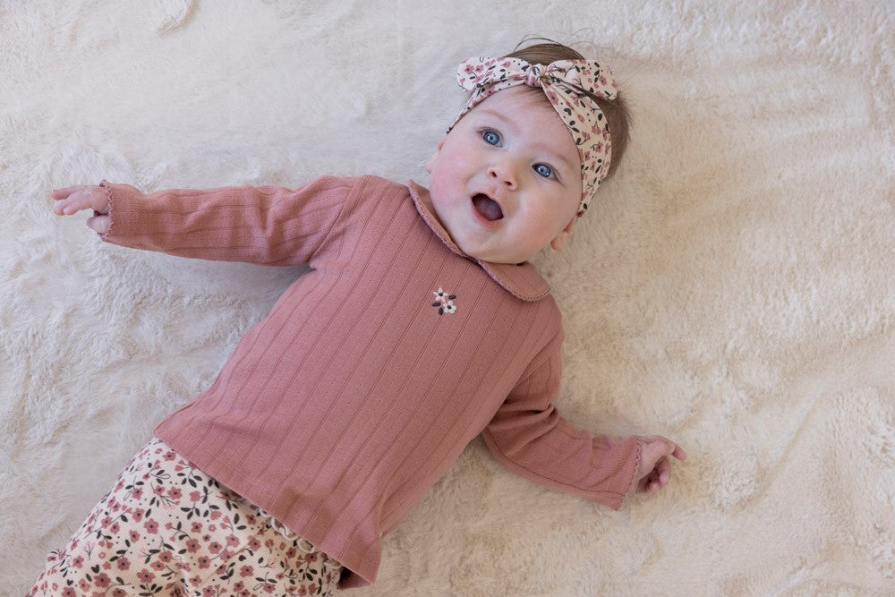 Feetje Longsleeve Pointelle Rib -Woodland Bloom Longsleeve Aan