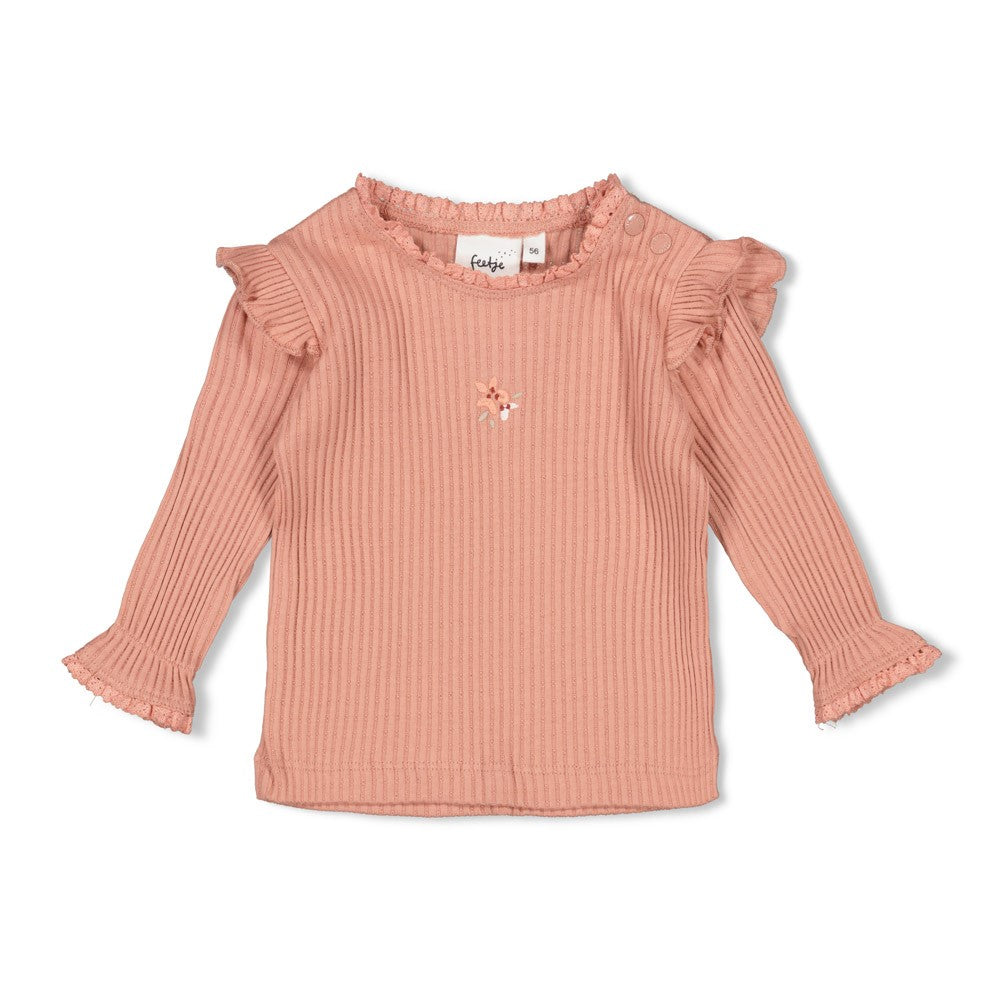 Feetje Longsleeve Ajour Rib - Morning Sun Voorzijde