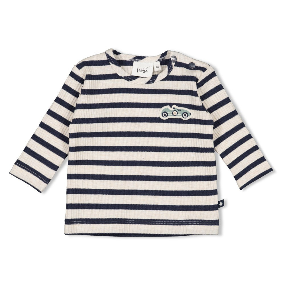 Feetje Longsleeve Rib Met Streep - Let's Go Voorzijde