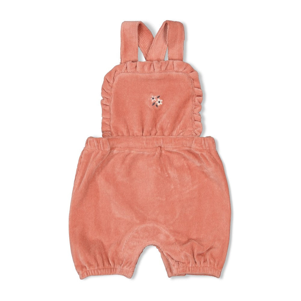 Feetje Tuinbroek Kort Velours Rib -Woodland Bloom Voorzijde