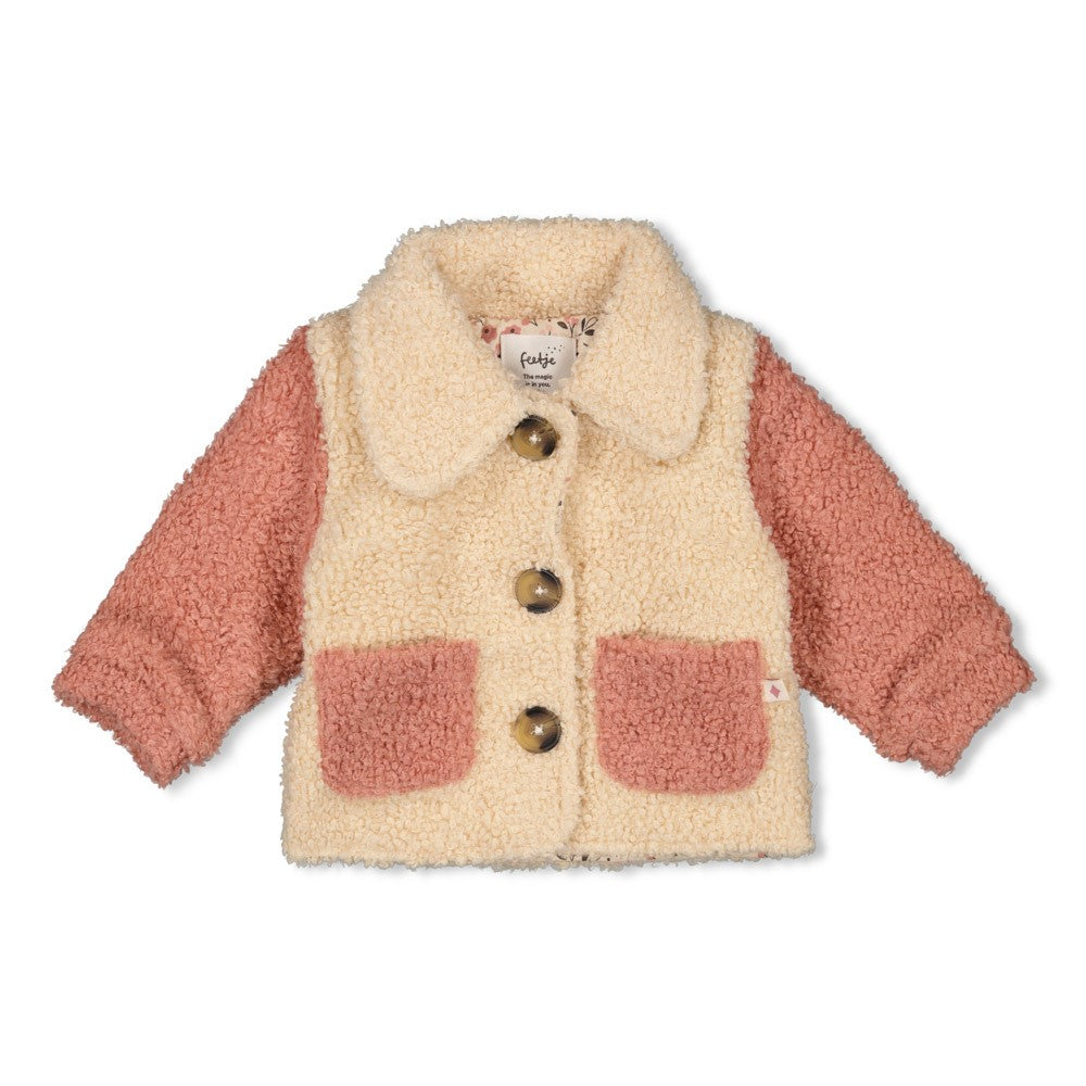Feetje Bouclé Jasje - Woodland Bloom Voorzijde